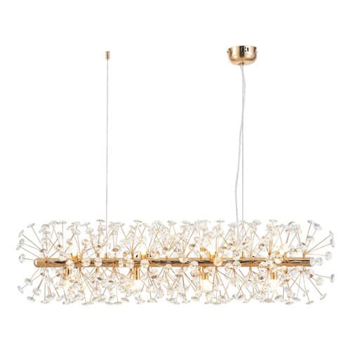 Pendente Dente De Leão Dourado Cristal Retangular 90cm