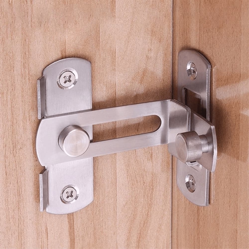 Trava Tranca Fecho Angular em L 90° Gavetas Portas Janelas Tramela Trinco