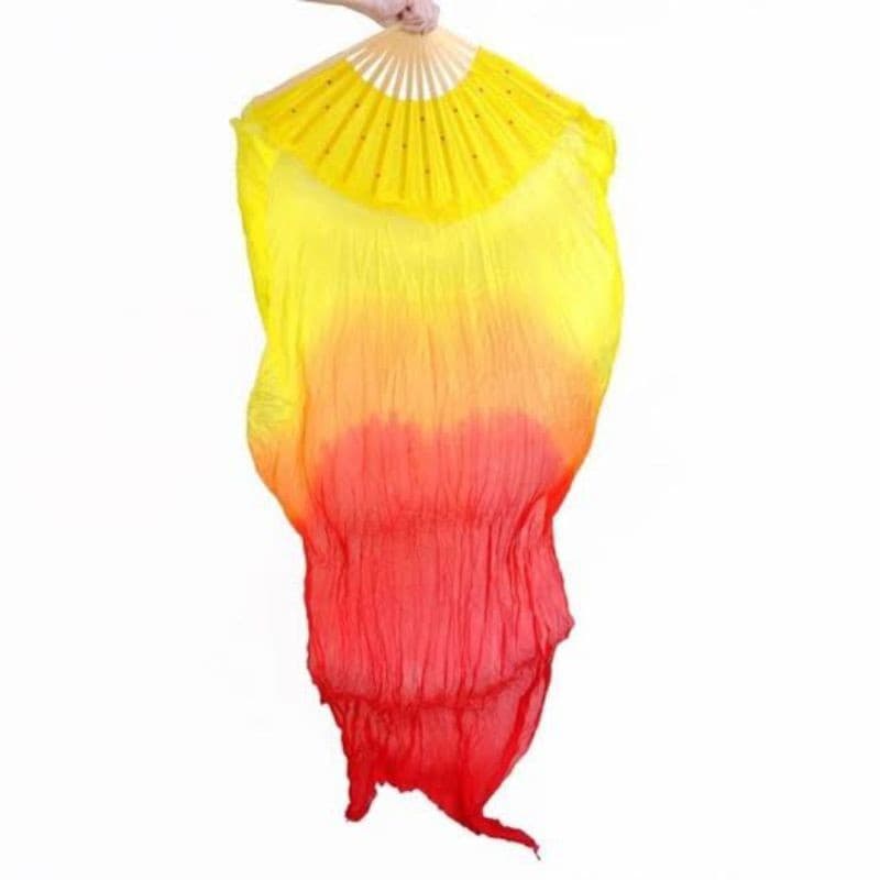 Fan véu fogo, Agua,  Rosa multicolor Para Dança profética & dança do ventre. Tecido poliéster mão direita (1 peça)