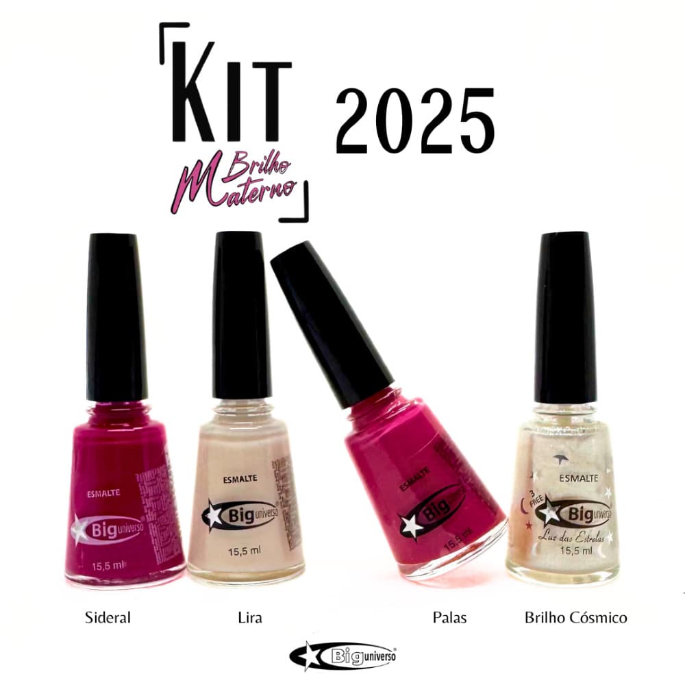 Kit Esmalte de Unhas Big Universo Brilho Materno 15,5ml Manicure e Uso Proprio