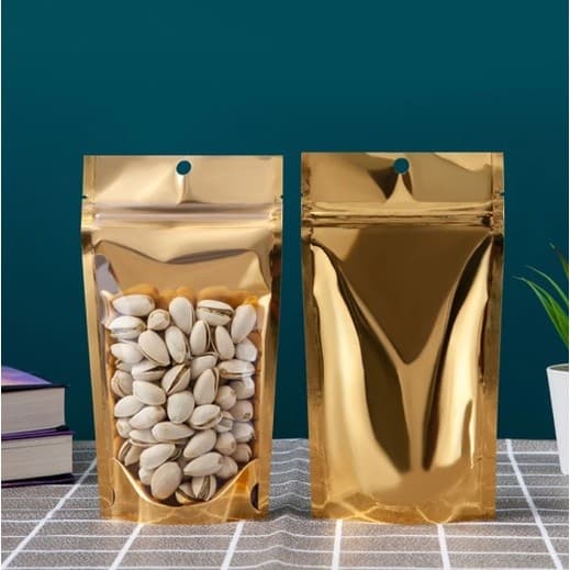Saco Stand Up Pouch Zip Metalizado Dourado 50uidades 10x18+3f