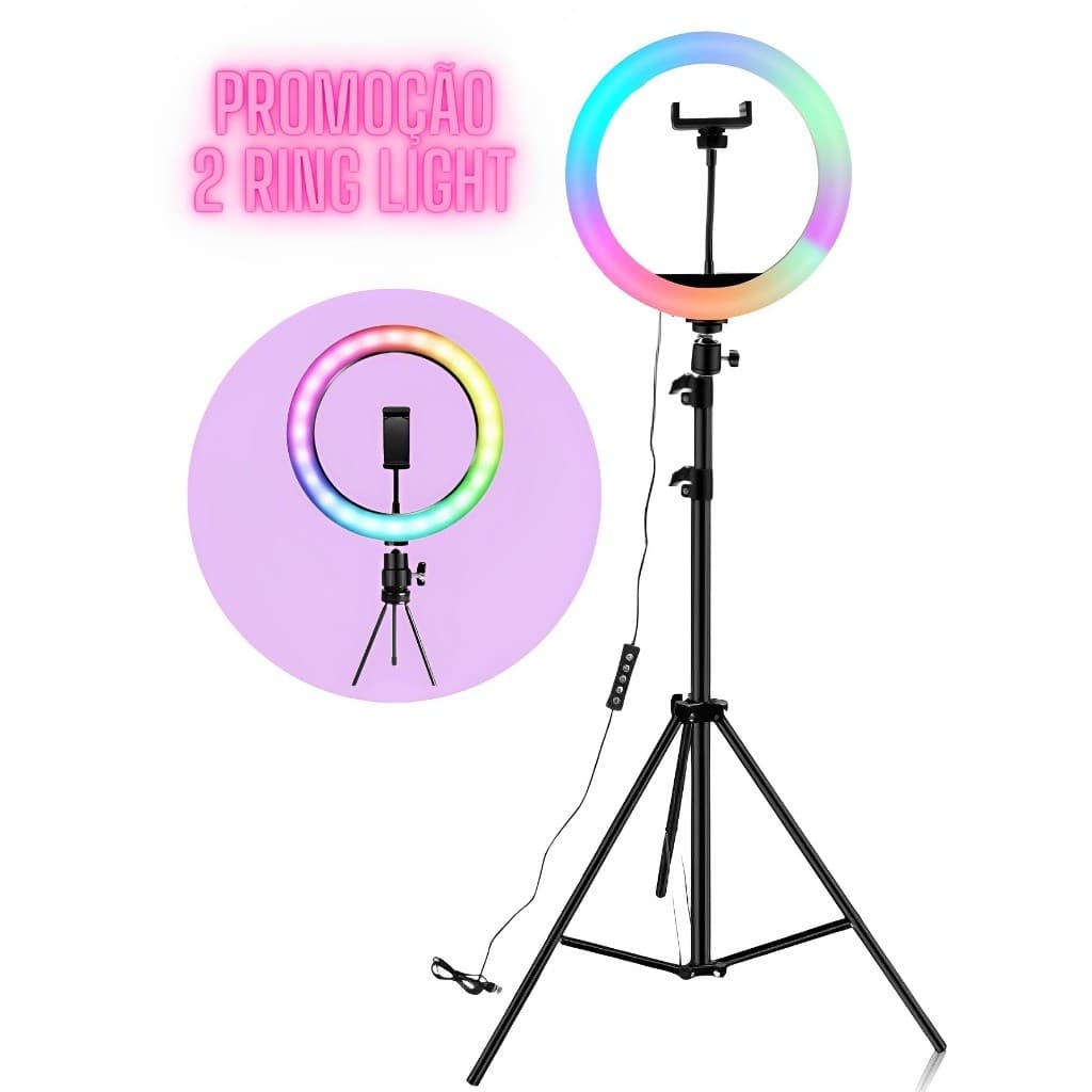 Kit 2 Ring light , 8 Polegadas e 12 Polegadas + tripé 1,79m