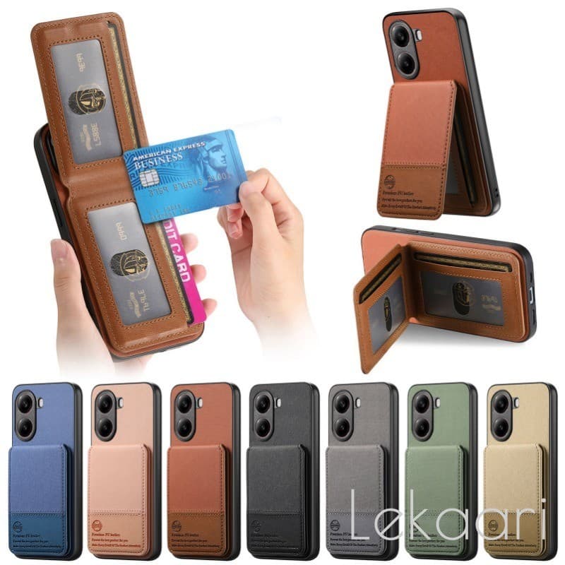 Capa Magnética Com Compartimentos Para Cartão Xiaomi 15 Poco X7 Pro Carteira De Tecido Ultra Fosco De Proteção RFID