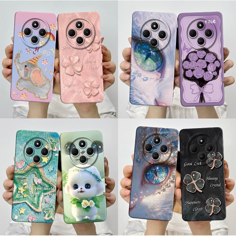 Para Xiaomi Redmi 14C Embalagem Estética Bonita Borboleta Flores Silicone Macio À Prova De Choque Capa Completa 14R 5G C