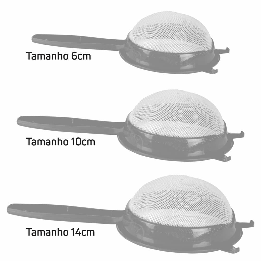 Kit com 3 Peneiras PMG com tela em Poliéster (6cm-10cm-14cm) - Resistentes a altas temperaturas - Alves Plastic