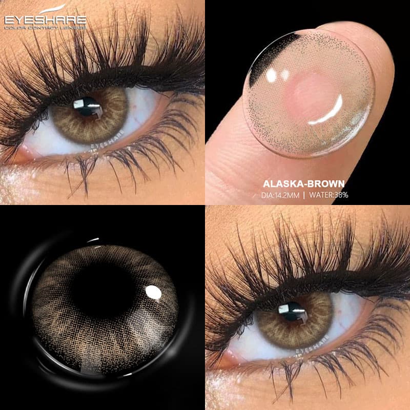EYESHARE 14.2 Mm Lentes De Contato Para Olhos Coloridas Marrom Alunos Azuis Anualmente Maquiagem Lente Os