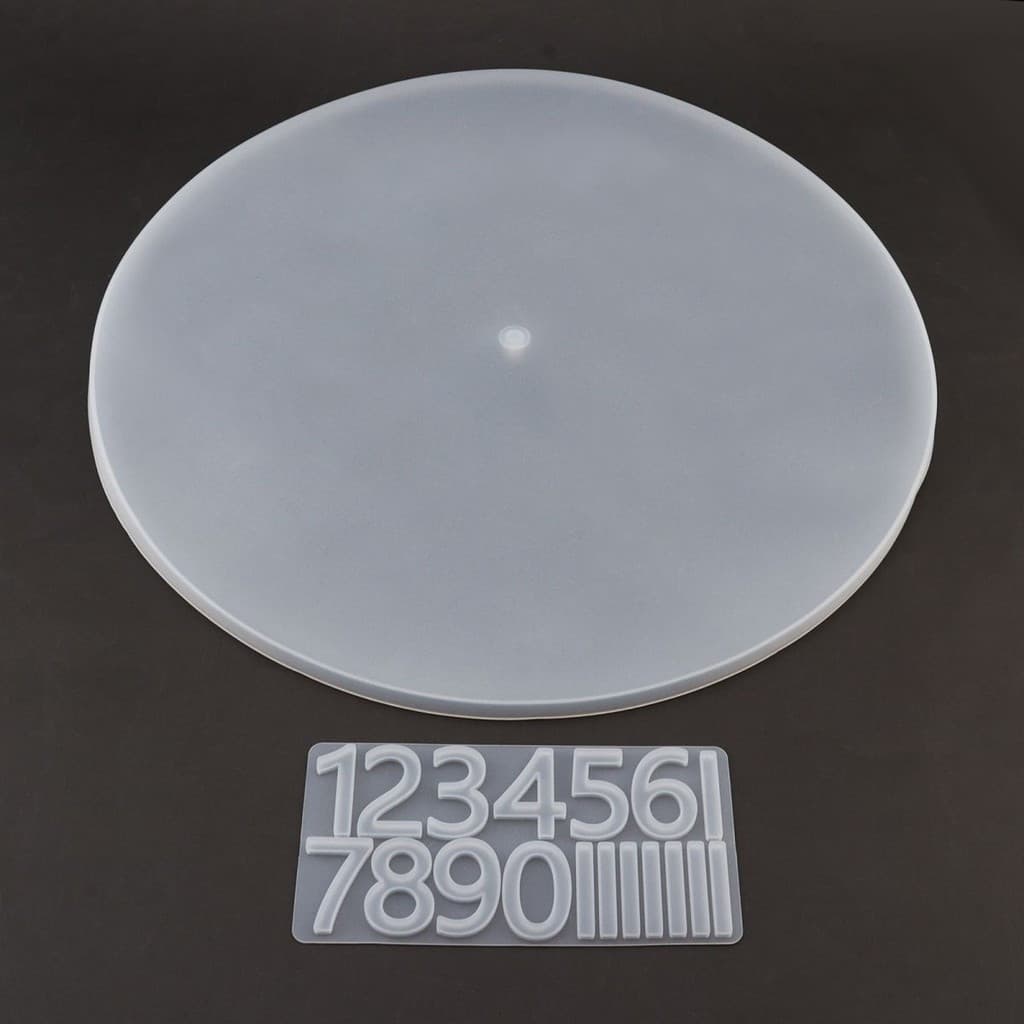 Kit de Molde de Contador de Relógio de Números Árabes de Silicone com Diâmetro de 14 Polegadas para Resina/DIY/Pr JS5A N
