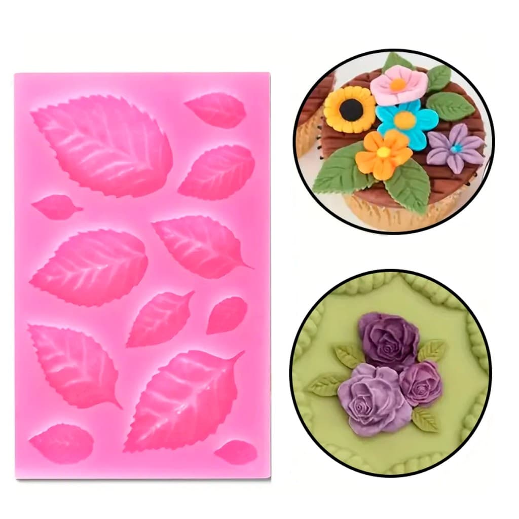Molde De Silicone Folhas Para Confeitaria Decoração Biscuit Bolo Pasta Americana Resina Artesanato