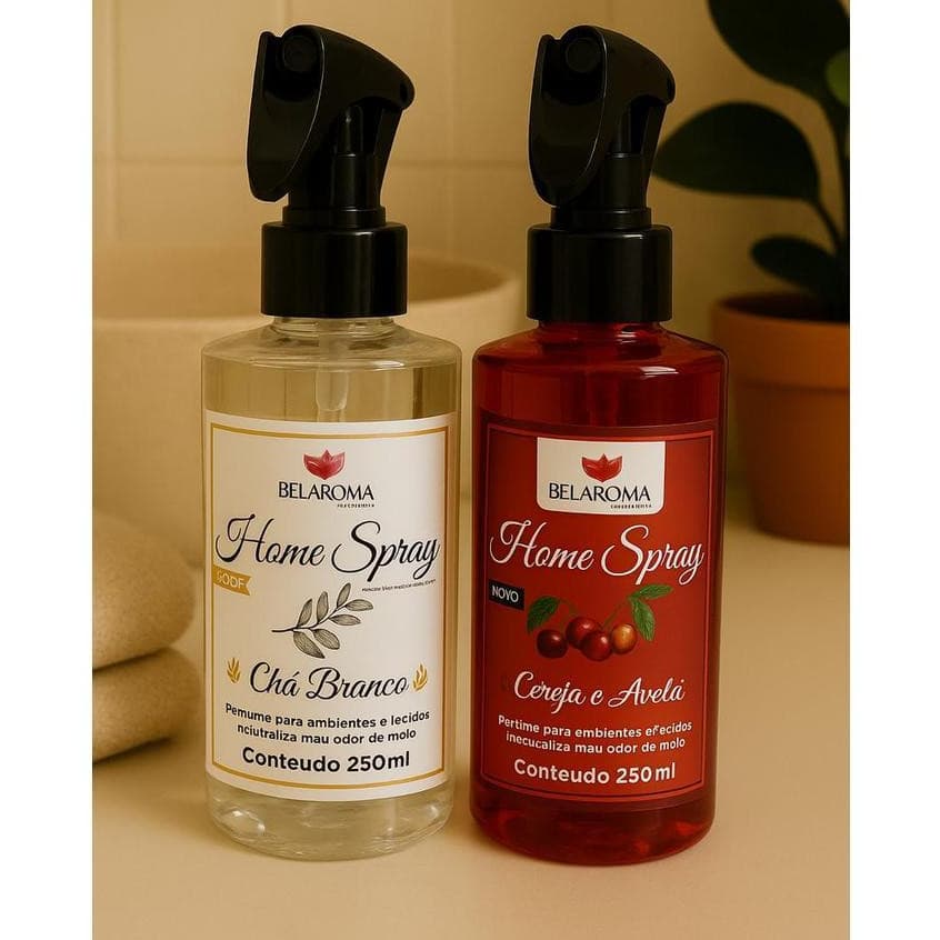 Odorizante Home Spray Kit 2 Aromatizador de Ambiente Cheirinho Tecidos Chá Branco 250ml