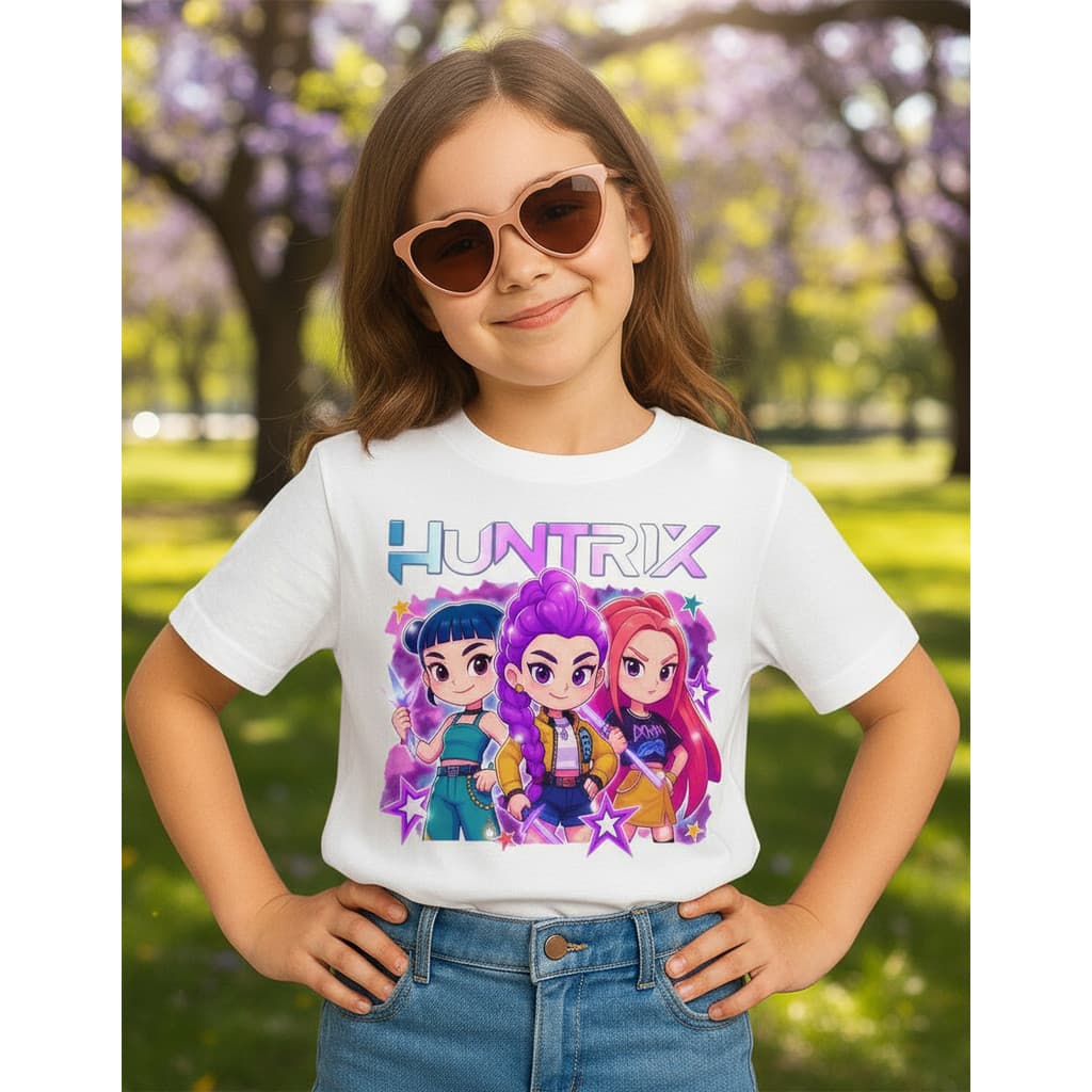 Camiseta Infantil Menina Guerreiras Kpop Rumi Mira Zoey