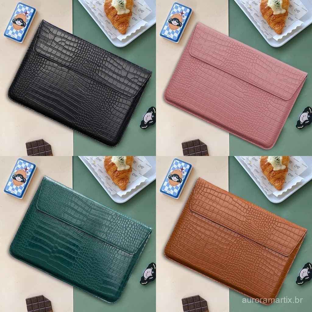 Bolsa Para Laptop De Couro artificial Flexível Com Suporte/De Mão Impermeável Macbook air pro 11/13/14/15/16 Polegadas