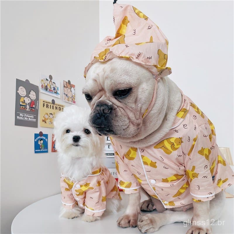 Roupas para cães para o verão, roupas para ar condicionado, pijamas de desenho animado, roupas para Bulldogs Franceses,