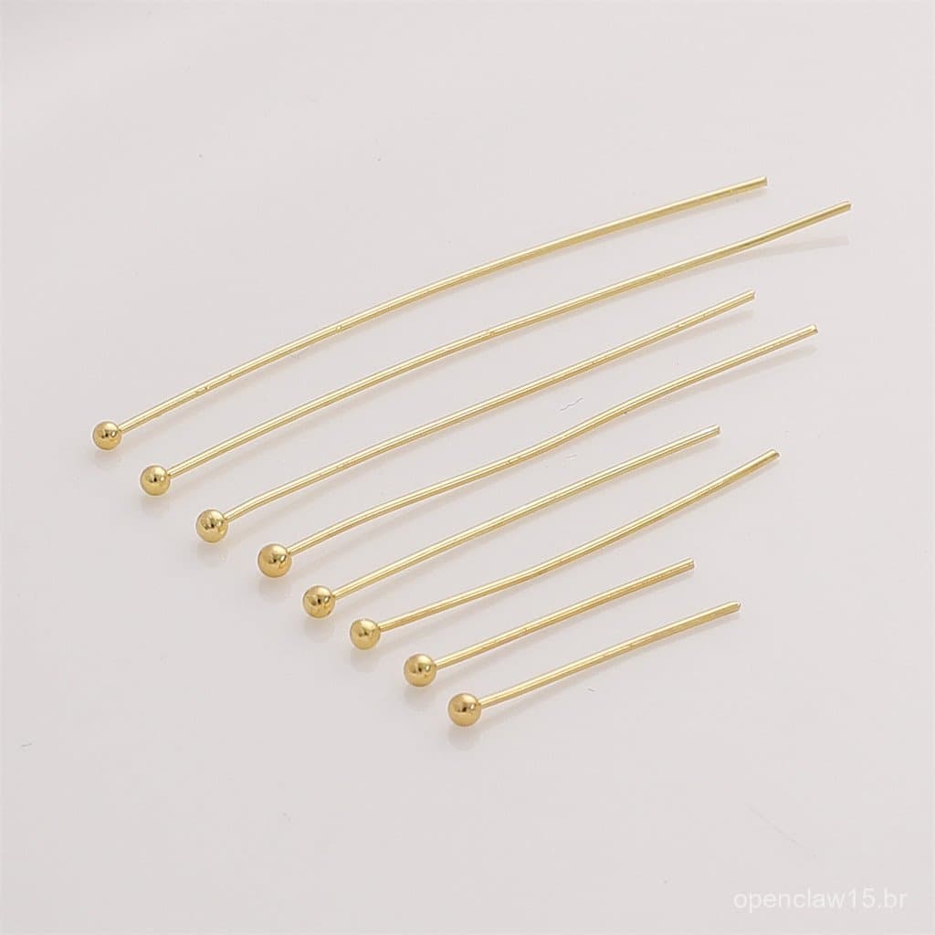 Pinos redondos banhados a ouro 14K com retenção de cor para pulseiras, brincos, pingentes, grampos de cabelo, acessórios
