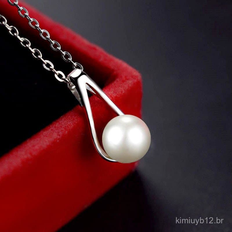 Colar de pérolas auspiciosas de luxo leve e estilo coreano para mulheres, simples e elegante, popular online, corrente d