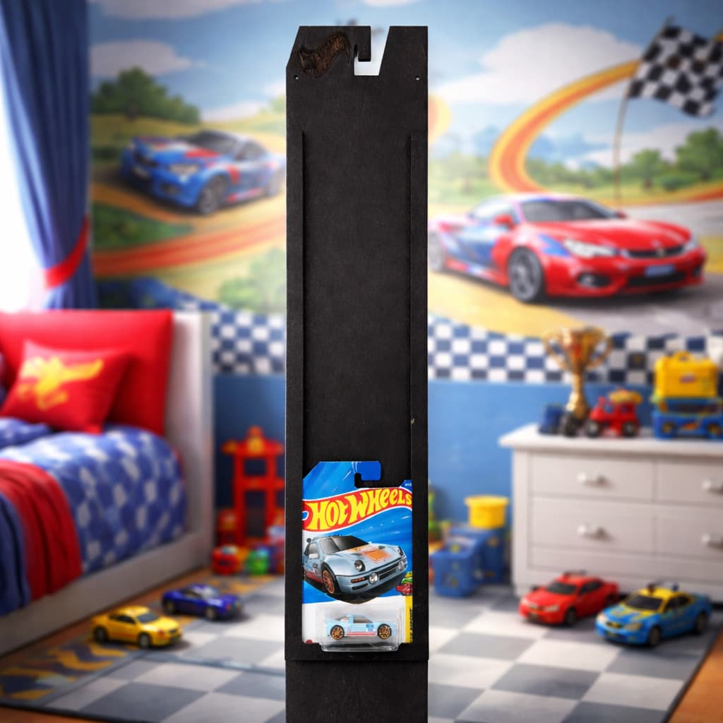 Porta Blister Hot Wheels em MDF – Expositor para 10 Carrinhos – 60x13cm