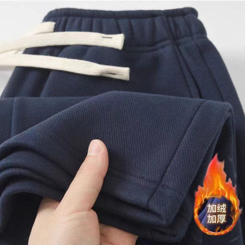 420g pesado azul marinho forro de lã Sweatpants masculino Polar velo em linha reta calças esportivas casuais engrossadas