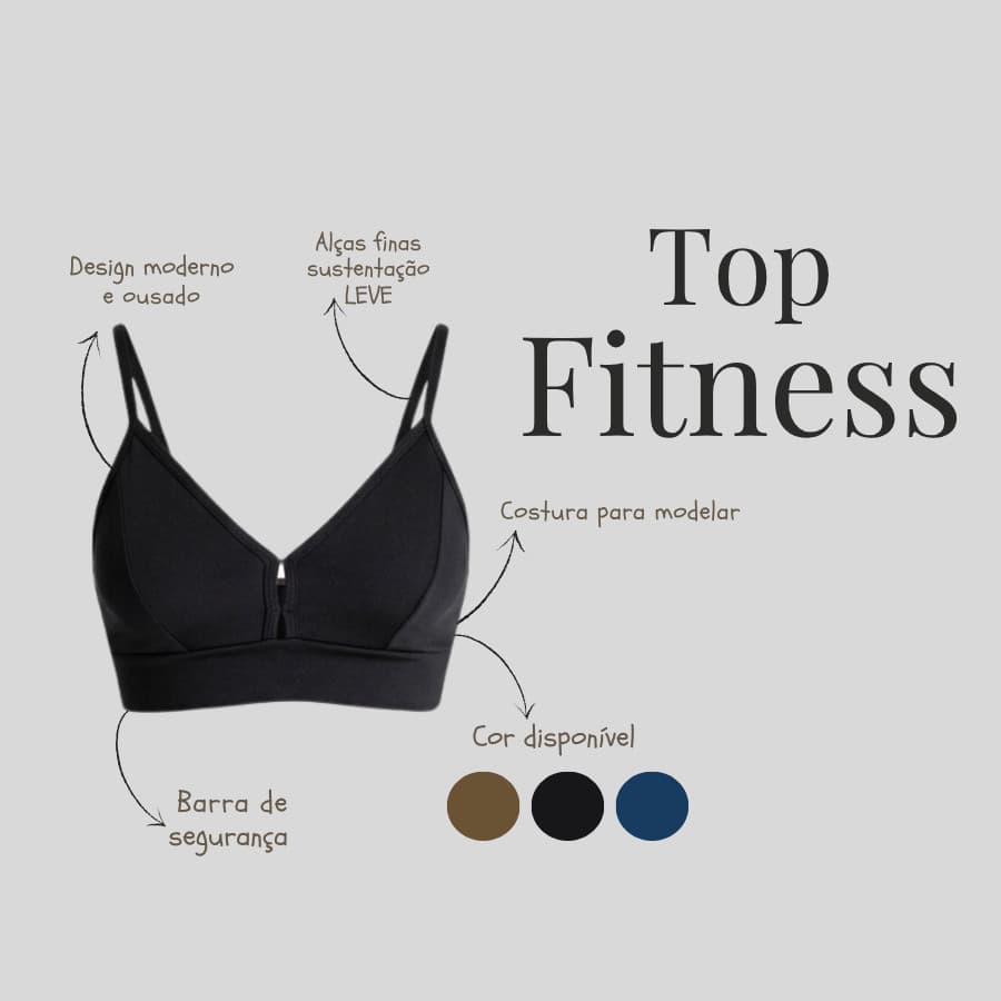 Top Fitness Feminino Decote V Poliamida Cropped Sustentação Academia Sem Transparência Alcinha