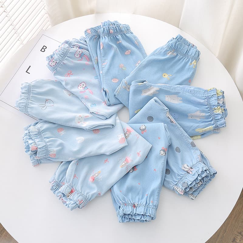 Crianças Denim Tencel calças Anti-Mosquito tornozelo comprimento calças 2026 verão novo estilo meninas bebê estilo fino