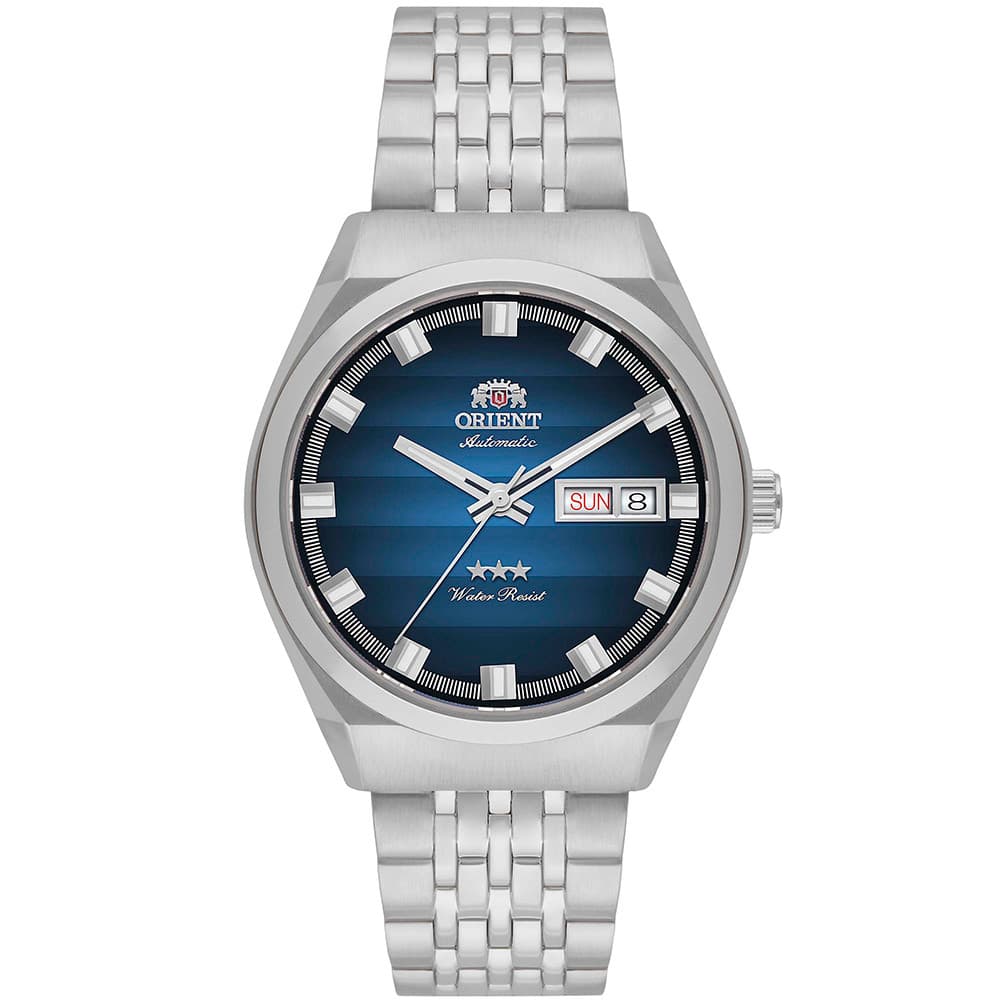Relógio Orient Masculino Automático Aço Inox Prateado Azul