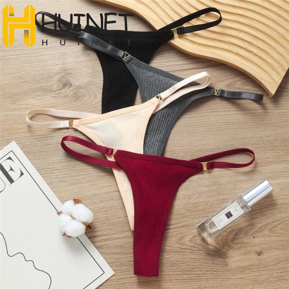 HUINET Calcinha Feminina Fio Vermelho Amarelo Cinto Fino Cor Pura Sem Costura Simples Elástico Náilon T-Calças
