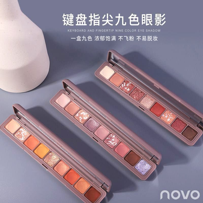 NOVO paleta de sombras de nove cores perolado brilhante fosco café laranja vermelho terra cor sombra combinação influenc