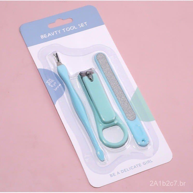Conjunto de ferramentas para cuidados com as unhas: empurrador de cutículas + cortador de unhas + lixa de unhas, conjunt