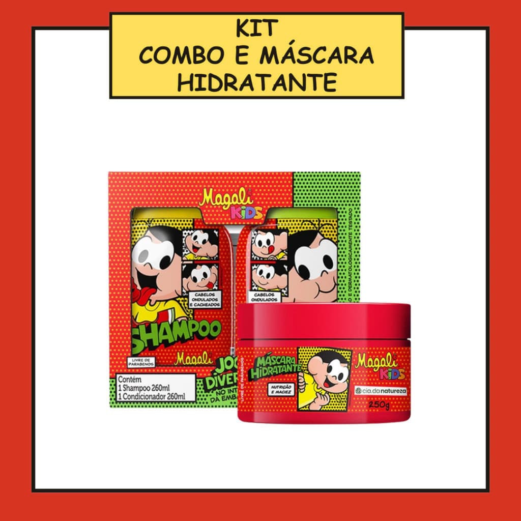 Kit Magali Kids Combo Shampoo e Condicionador Máscara Hidratante Creme Pentear Cacheados e Ondulados