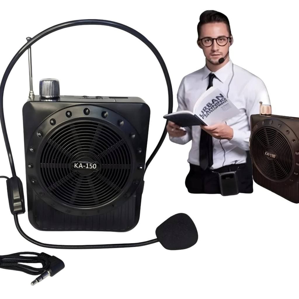 Caixa De Som Com Microfone Kit Professor Amplificador Voz Fm
