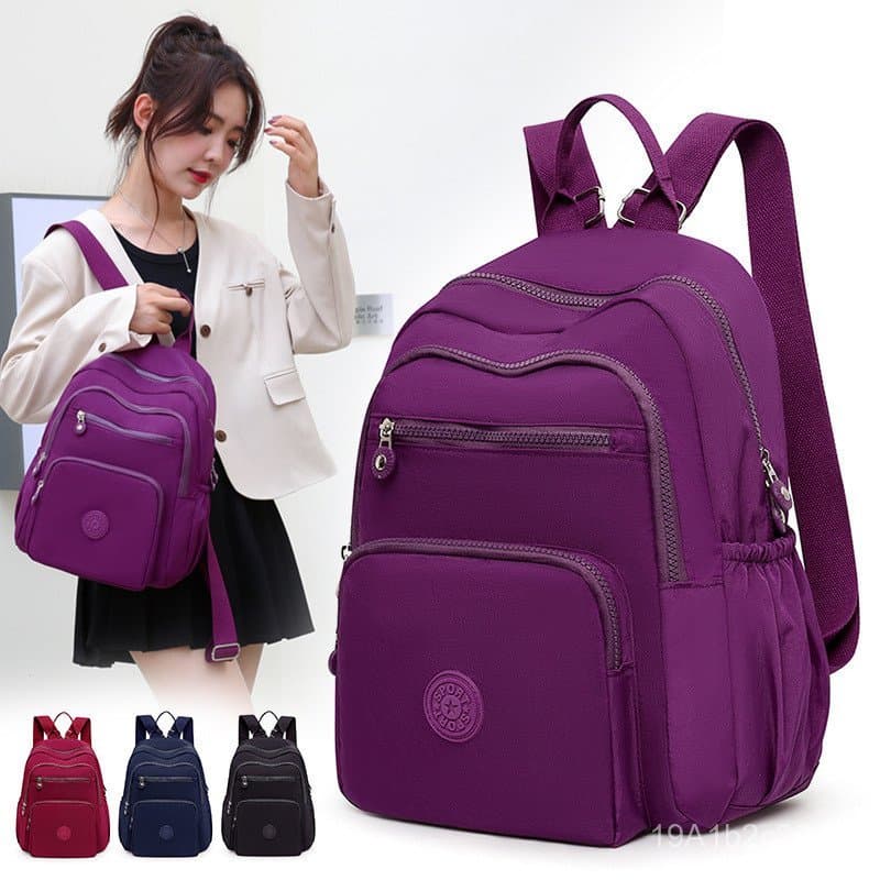 Mochila Feminina 2024 Nova Moda Versátil Bolsa Escolar Casual para Viagem Mochila de Grande Capacidade em Nylon Lavável