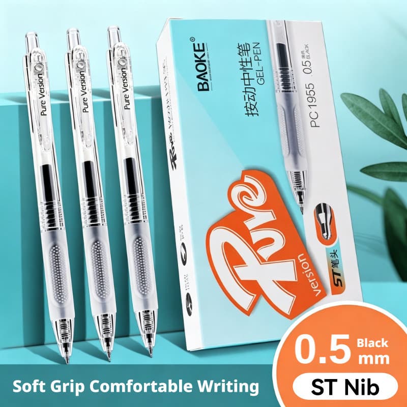 [12PCS] Caneta de Gel de imprensa de 0.5 mm ST Pen Tip Caneta preta de assinatura de escritório