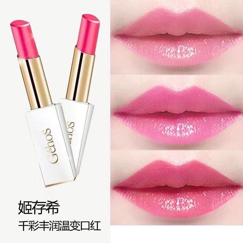 Ji Cunxi Qiancai Rico Mudança de Temperatura Batom Hidratante Iluminando Rosa Rosa Romã Batom Vermelho Produtos de Cuida