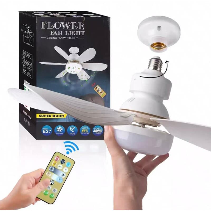 Ventilador De Teto 6 Folhas Wind Light Silent Lâmpada Led C/ Controle Remoto Silenciosa