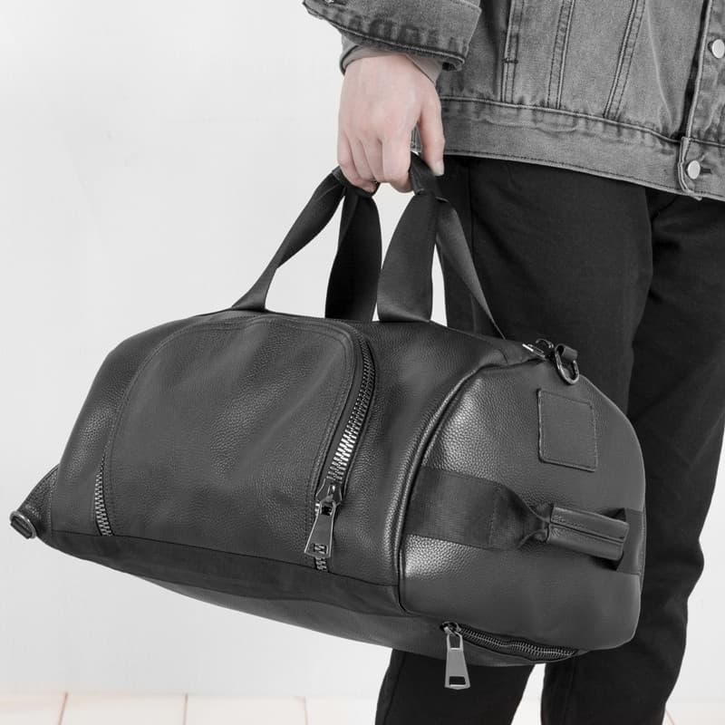 Bolsa de couro genuíno masculina mochila de grande capacidade multifuncional saco de viagem esportes Fitness mochila Cas