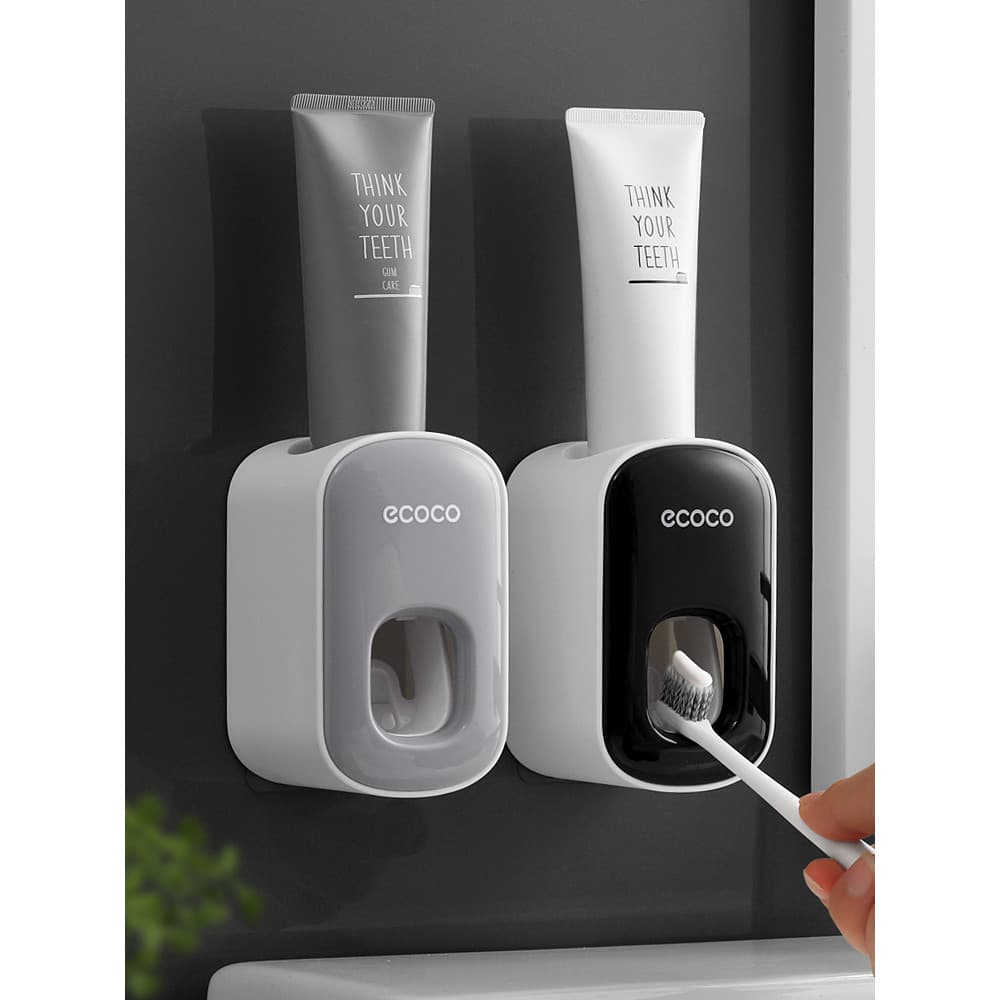 Ecoco conjunto automático de espremedor de pasta de dente, sucção, prateleira de escova de dentes montada na parede, esp