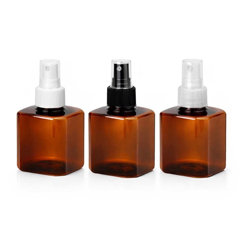 20 Frascos Pet Cubo Âmbar 200ml com Válvula Spray para Multiuso