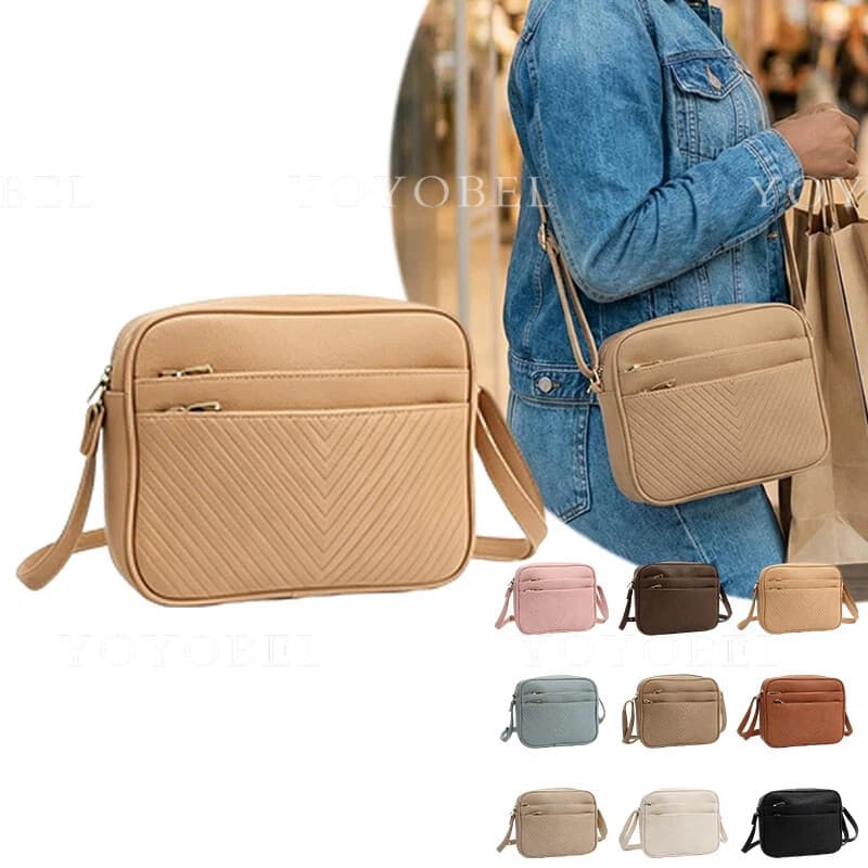 Bolsa Feminina Transversal Grande com Vários Compartimentos Zíper Moda Dia a Dia MM