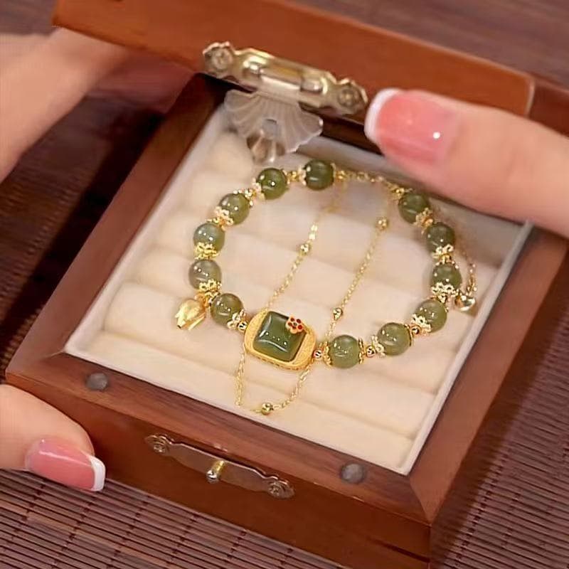 Luz de luxo nicho Design cubo açúcar lótus frisado pulseira feminina novo chinês requintado namoradas pulseira transferê