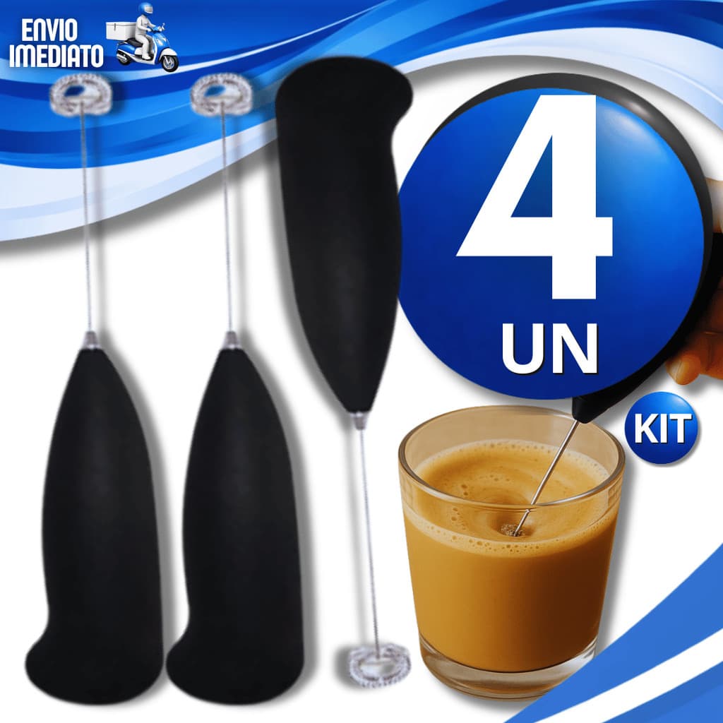 Mini Mixer Elétrico Para Bebidas de Inox e Plástico Preto Leite Chocolate Ovos Multiuso