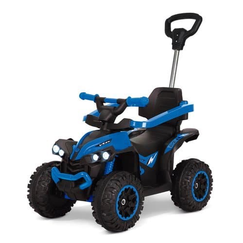 Quadriciclo Eletrico Infantil Azul Seguro Divertido Pimpi Flash Wheels Com Empurrador