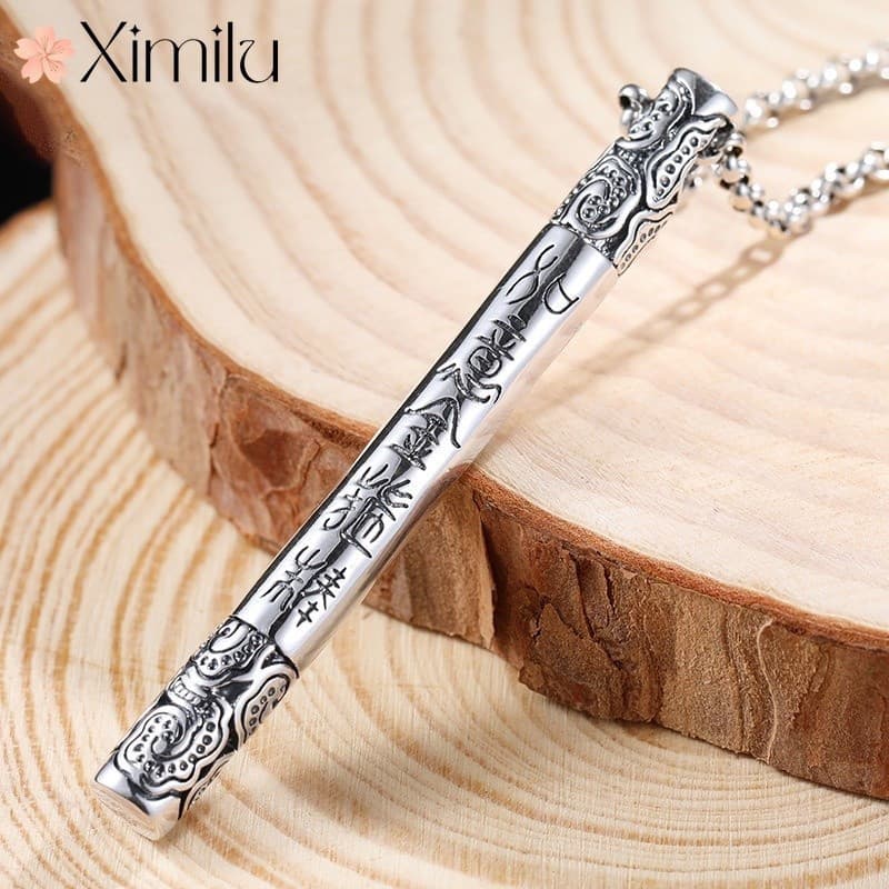 ❤ Ouro Hoop vara pingente masculino Thai prata colar menina Retro pingente macaco rei macaco Dinghai deus agulha moda jó