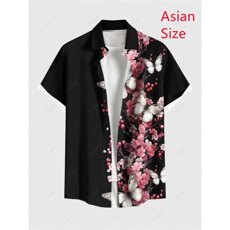 Camisa Havaiana Masculina de Verão Confortável, Impressão 3D, Manga Curta, Botão, Camisas de Lapela, Tops Oversized, Cam