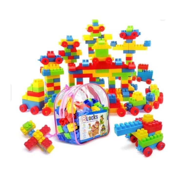 Bolsa Multiblocos Infantil de Montar Didáticos - Bolsa com Blocos Peças Coloridas H-5268