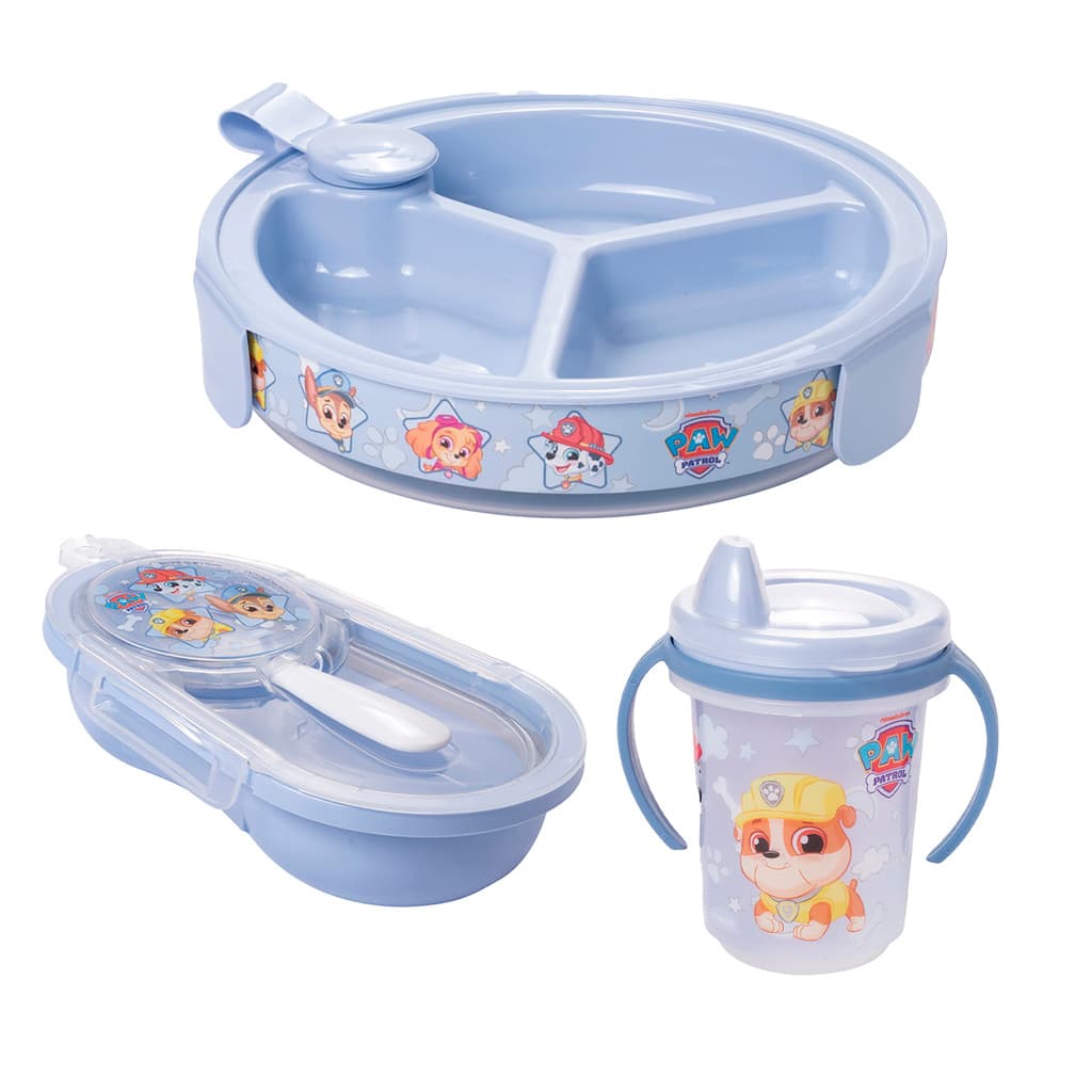 Kit Alimentação Infantil 3 Peças Baby Prato Térmico com Ventosa Copo com Alça e Porta Papinha