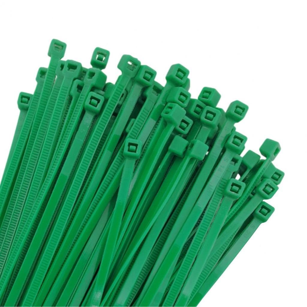 Abraçadeira de Nylon 2,5 x 200mm Verde 100 Peças Ajax A11082
