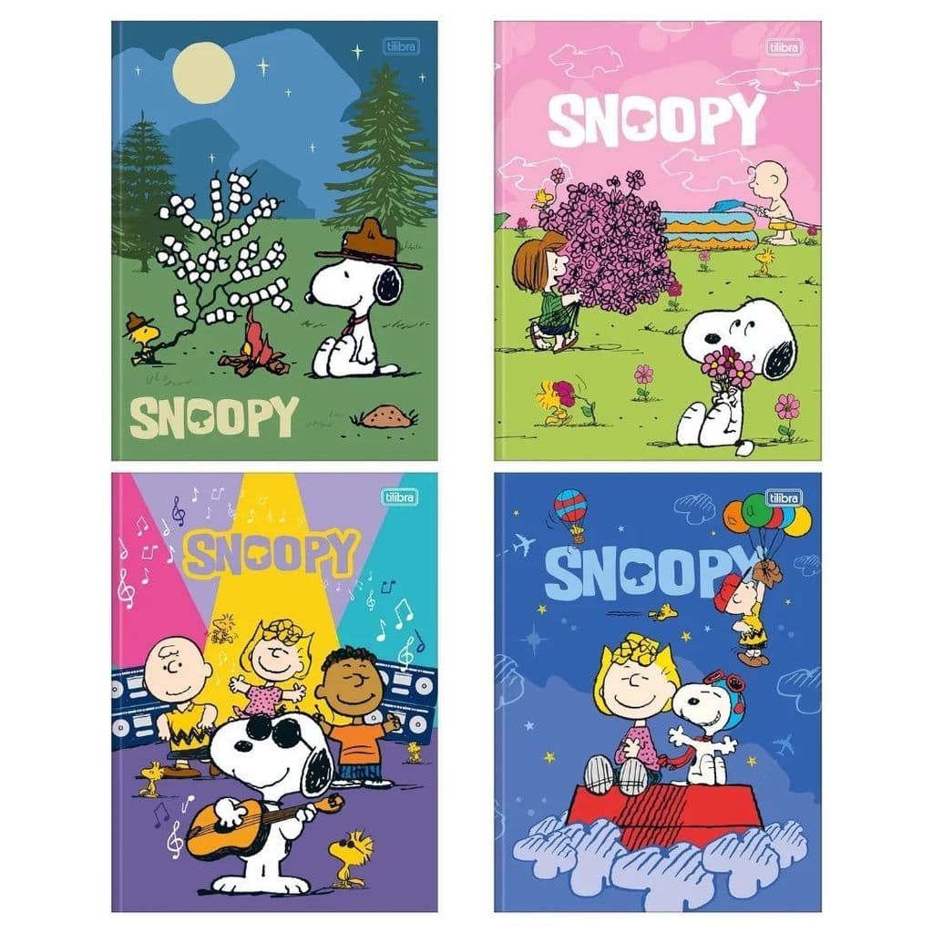 Caderno Brochura Universitário Snoopy 80 Folhas Capa Dura Tilibra - Escolha a Capa