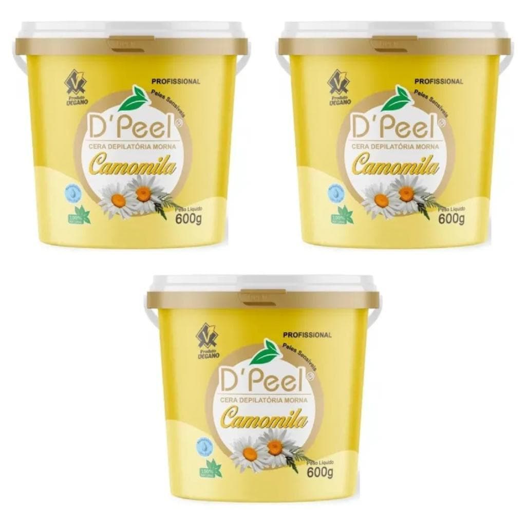Kit 3 D´Peel - Cera Depilatória Morna 600g - Camomila - Reds