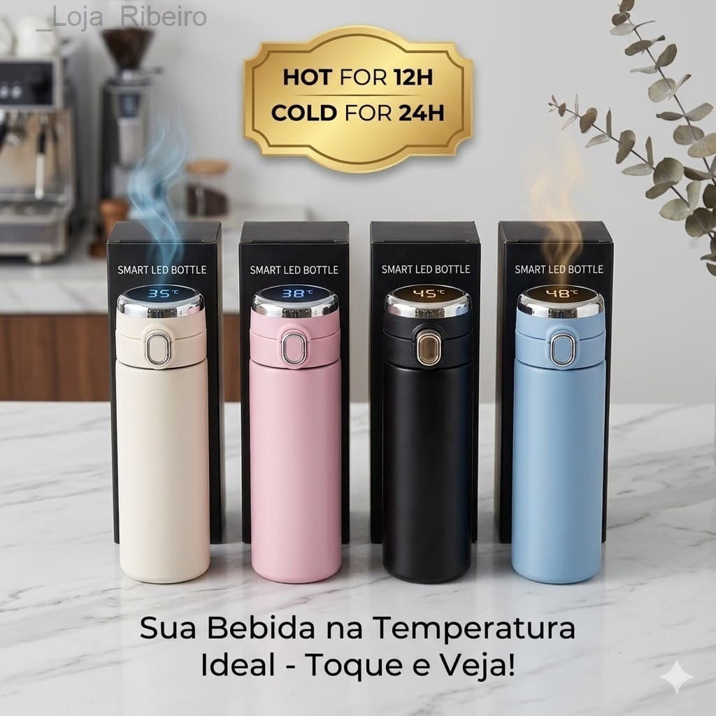 Garrafa Térmica Smart LED Bottle - Sensor de Temperatura Digital 500mlP5U2