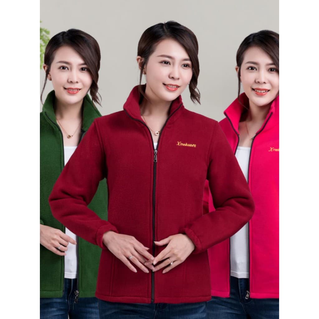 Polar velo engrossado Plus Size moletom de meia-idade jaqueta feminina idosa 40-66 anos blusa mãe usar Fle