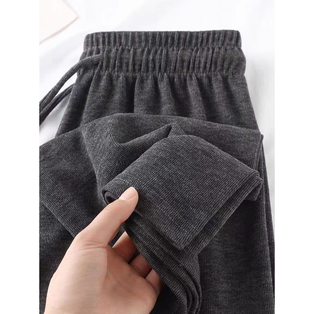 Gigante macio ceroso confortável cintura alta calças casuais calças de perna larga All-Match calças retas soltas Drape c