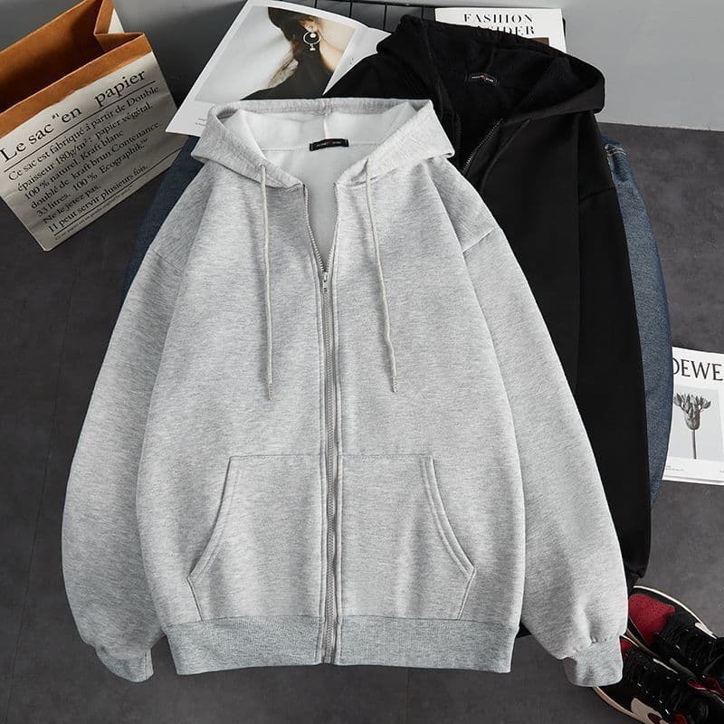 Outono inverno forro de lã engrossado com capuz Cardigan moletom masculino All-Match Casual novo produto ins quente cor